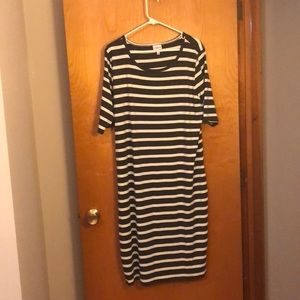 Charcoal and white striped LuLaRoe Julia 3XL
